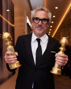 Alfonso Cuarón con los Globos de Oro / Foto: Twitter-goldenglobes
