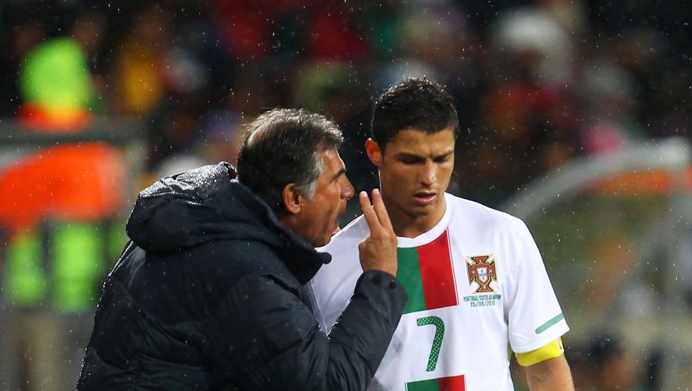 Carlos Queiroz y Cristiano Ronaldo en la Selección de Portugal. 