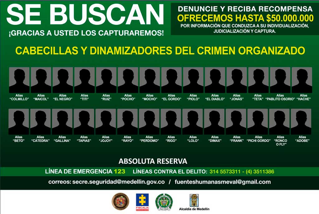 Alcaldía De Medellín Presenta El Nuevo Cartel De Los Delincuentes Más Buscados Confidencial 0446