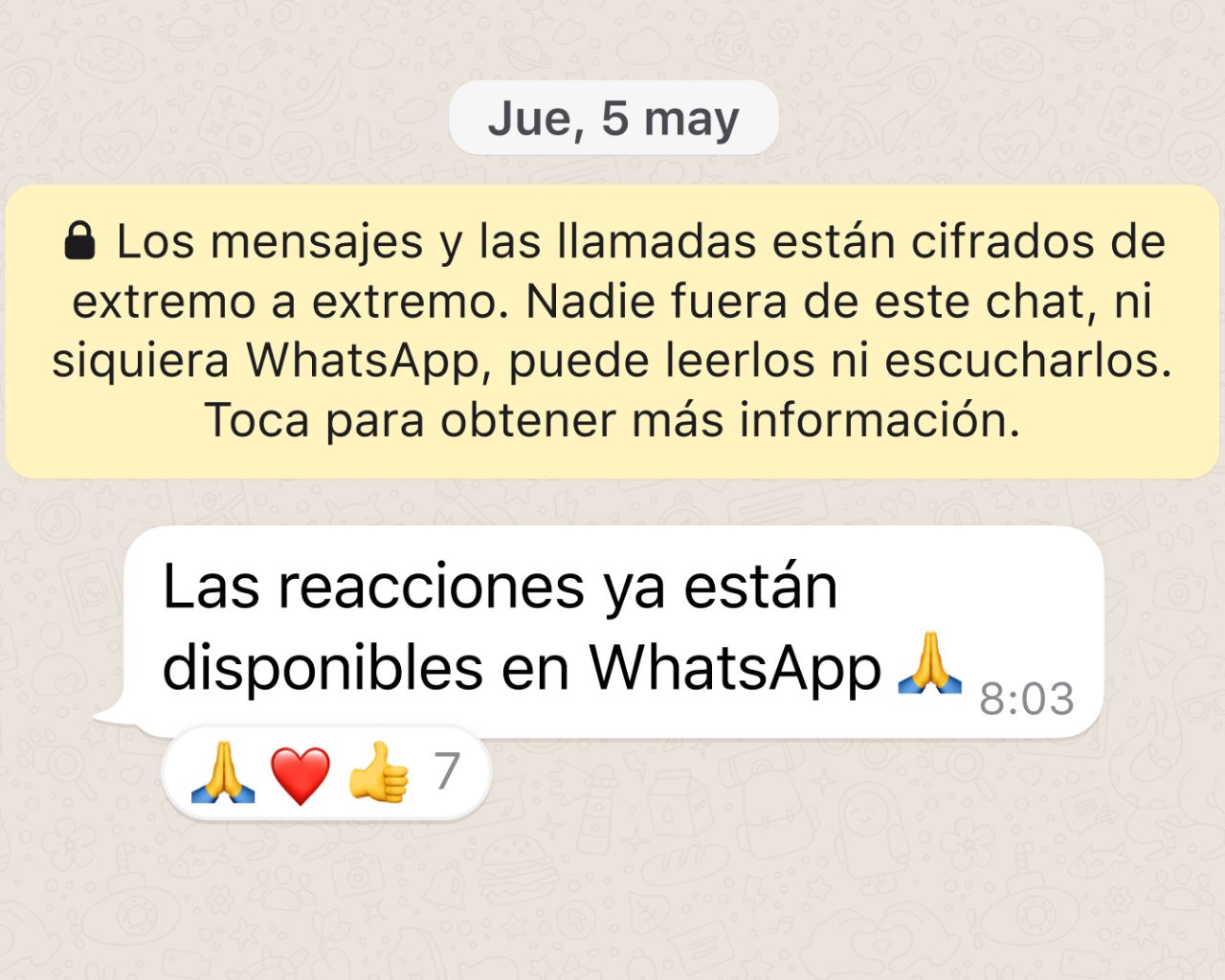 Reacción mensajes WhatsApp con emojis