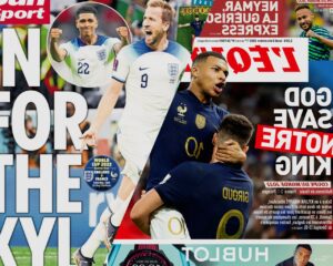Portadas de periódicos con Francia vs Inglaterra